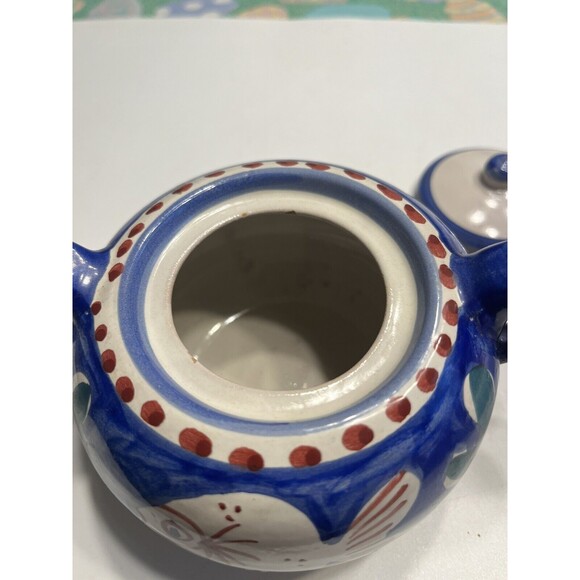 Vietri Solimene FISH 10oz Sugar Bowl w/ Lid Blue Campagna Italy Italian Pottery - Picture 8 of 16